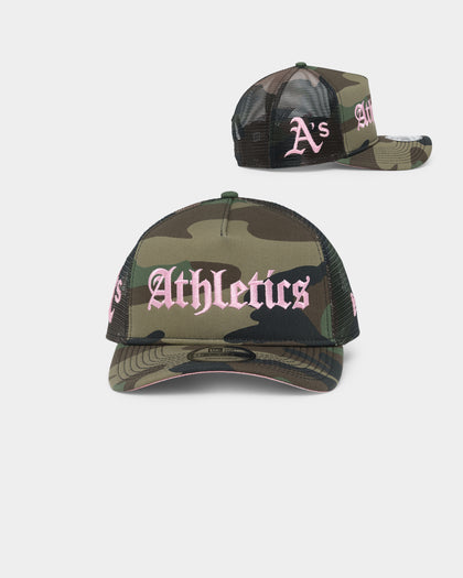 New Era Oakland Athletics "Camo Twist" 9FORTY A-Frame Trucker Snapback Camo Pink