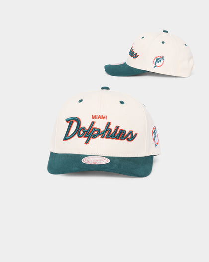 Mitchell & Ness Miami Dolphins "Cream Team Script" Pro Crown Snapback Cream