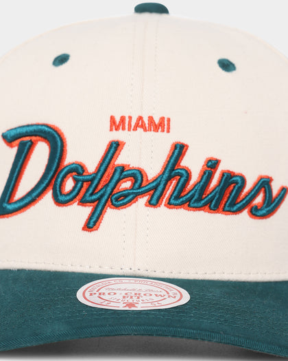 Mitchell & Ness Miami Dolphins "Cream Team Script" Pro Crown Snapback Cream