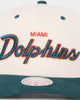 Mitchell & Ness Miami Dolphins "Cream Team Script" Pro Crown Snapback Cream