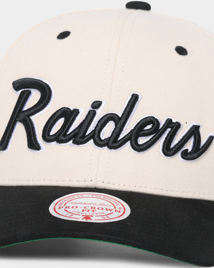 Mitchell & Ness Las Vegas Raiders "Cream Team Script" Pro Crown Snapback Cream