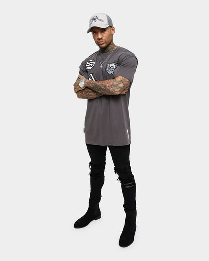 Saint Morta Skull Flower Trucker Snapback Light Grey