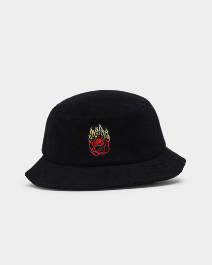 Rats Get Fat Flame Rose Bucket Hat Black
