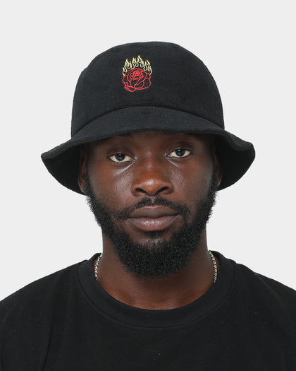 Rats Get Fat Flame Rose Bucket Hat Black