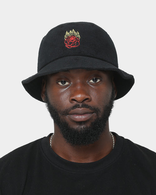 Rats Get Fat Flame Rose Bucket Hat Black