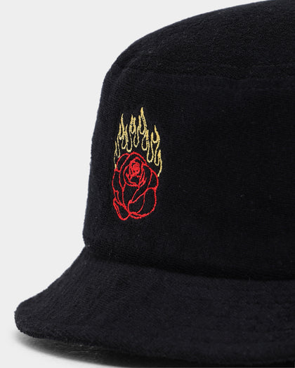Rats Get Fat Flame Rose Bucket Hat Black