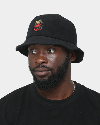 Rats Get Fat Flame Rose Bucket Hat Black