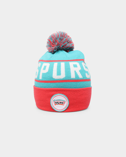 Mitchell & Ness San Antonio Spurs Team Pom Beanie Teal