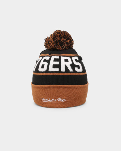 Mitchell & Ness Philadelphia 76ers Team Pom Beanie Black