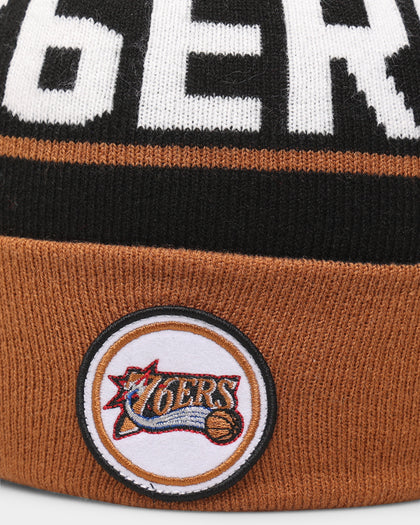 Mitchell & Ness Philadelphia 76ers Team Pom Beanie Black