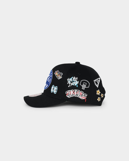 Mitchell & Ness Philadelphia 76ers 'Hand Drawn Doodle' Pro Crown Snapback Black