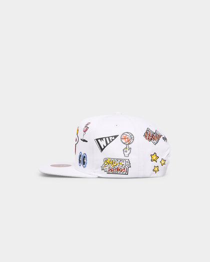 Mitchell & Ness Miami Heat 'Hand Drawn' Original Fit Snapback White
