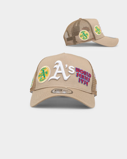 New Era Oakland Athletics 'World Series Multi Logo' 9FORTY K-Frame Snapback Trucker Tumbleweed
