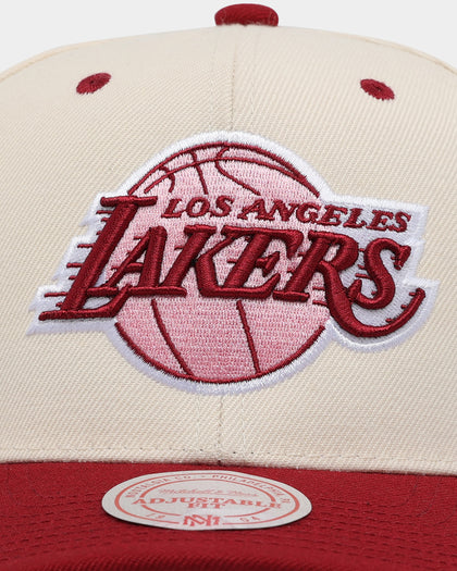 Mitchell & Ness Los Angeles Lakers 'Strawberry & Cream' Pro Crown Snapback Vintage White