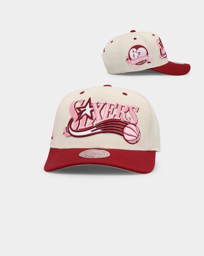 Mitchell & Ness Philadelphia 76ers 'Strawberry & Cream' Pro Crown Snapback Vintage White