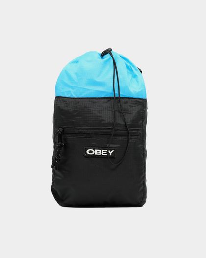 OBEY Commuter Cinch Bag Black/Sky Blue