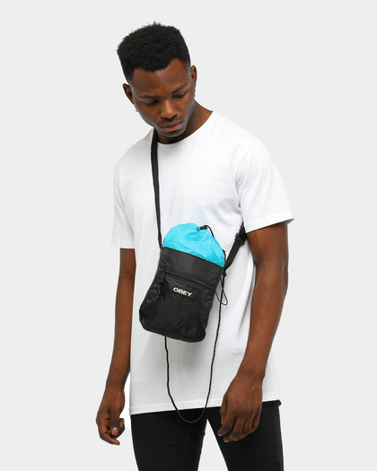 OBEY Commuter Cinch Bag Black/Sky Blue