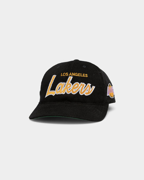 Mitchell & Ness Men's Los Angeles Lakers Cord Script 6-Panel Snapback Black