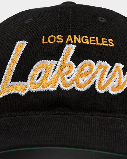 Mitchell & Ness Men's Los Angeles Lakers Cord Script 6-Panel Snapback Black