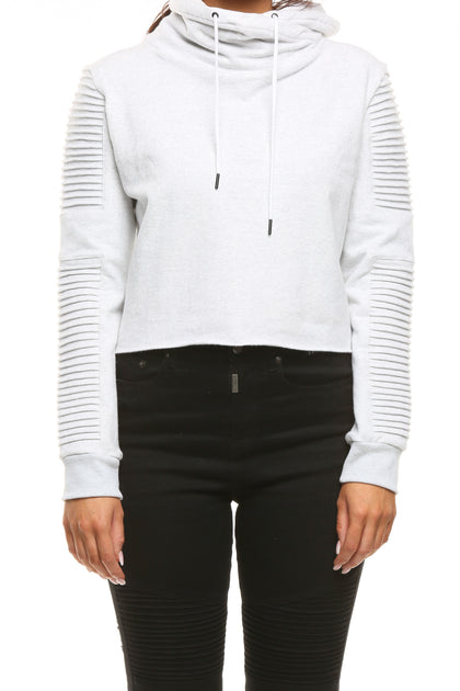 Nana Judy Women's Adeline Crop Funnel Sweat White Marle