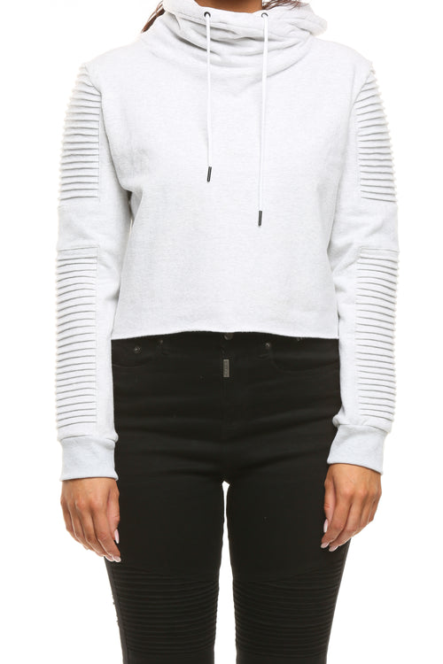 Nana Judy Women's Adeline Crop Funnel Sweat White Marle