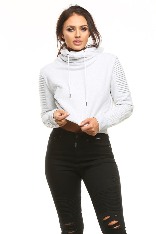 Nana Judy Women's Adeline Crop Funnel Sweat White Marle