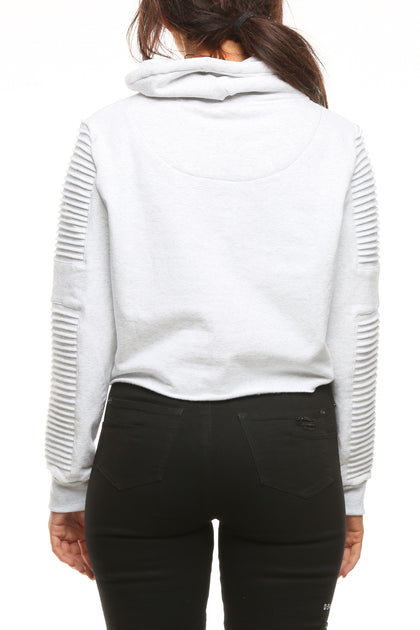 Nana Judy Women's Adeline Crop Funnel Sweat White Marle