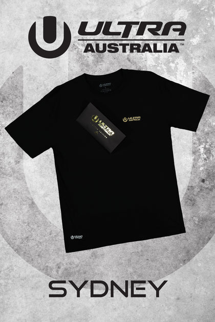 Ultra Australia Music Merch Sydney - Tee & Ticket Combo Black/Gold
