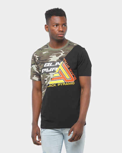 Black Pyramid Split Zig Zag Stitch Shirt Camo