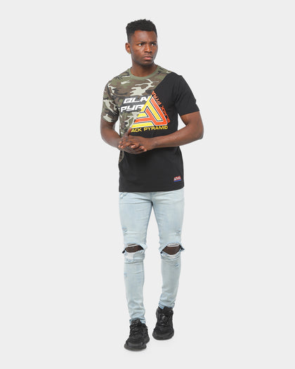 Black Pyramid Split Zig Zag Stitch Shirt Camo