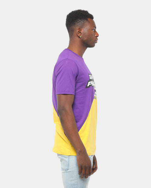 Black Pyramid Split Zig Zag Stitch T-Shirt Purple/Yellow