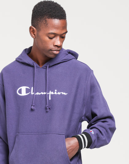 CHAMPION REV WEAVE RIB HOOD BLUE