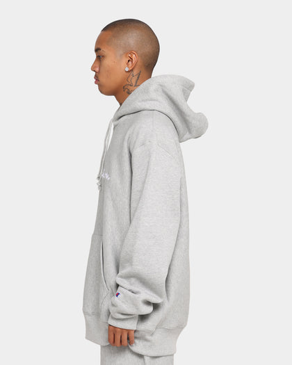 Champion Rev Weave Embroidered Hoodie Grey