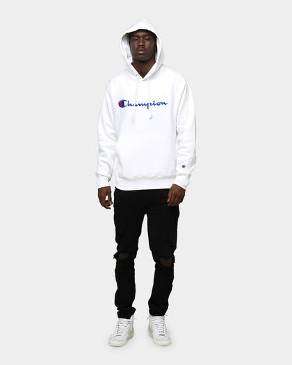 Champion Rev Weave Embroidered Hood White