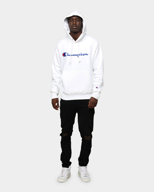 Champion Rev Weave Embroidered Hood White