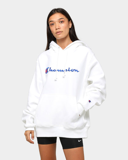 Champion Rev Weave Embroidered Hood White