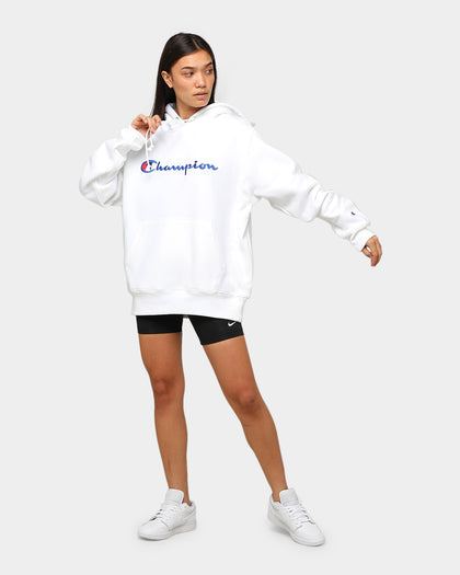 Champion Rev Weave Embroidered Hood White