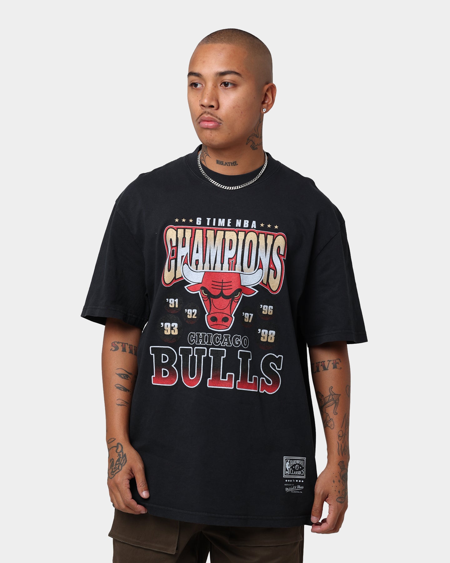 Mitchell & Ness Chicago Bulls Vintage Champ Tee Black | Culture