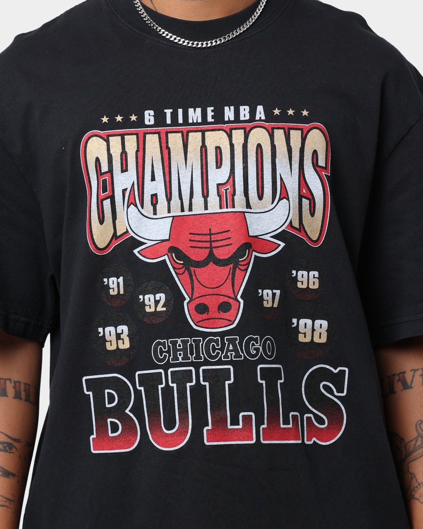 Mitchell & Ness Chicago Bulls Vintage Champ Tee Black | Culture
