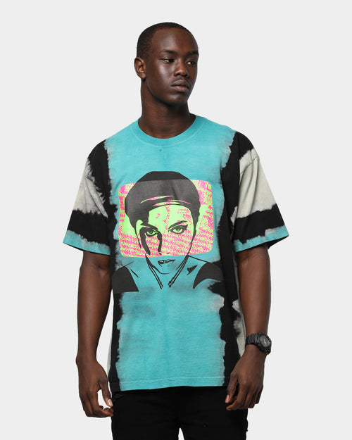 Obey Static Lotus Tie Dye Tee Blue