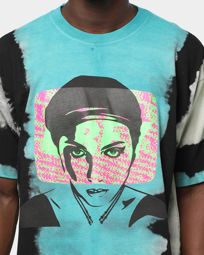 Obey Static Lotus Tie Dye Tee Blue