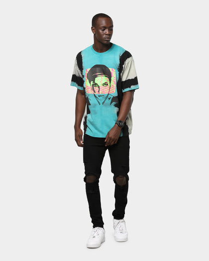 Obey Static Lotus Tie Dye Tee Blue