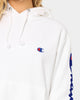 Champion Men's Rev Weave OS Flock Script Hoodie White