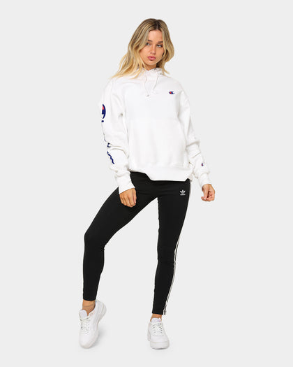 Champion Men's Rev Weave OS Flock Script Hoodie White