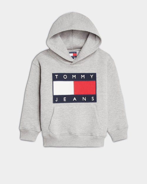 Tommy Jeans Kids TJ Unisex Flag Hoodie Light Grey Heather