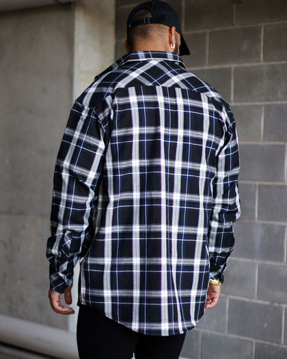 Saint Morta Men's Prima Long Sleeve Flannel Shirt Navy/Black/White