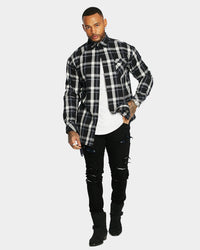 Saint Morta Men's Prima Long Sleeve Flannel Shirt Navy/Black/White