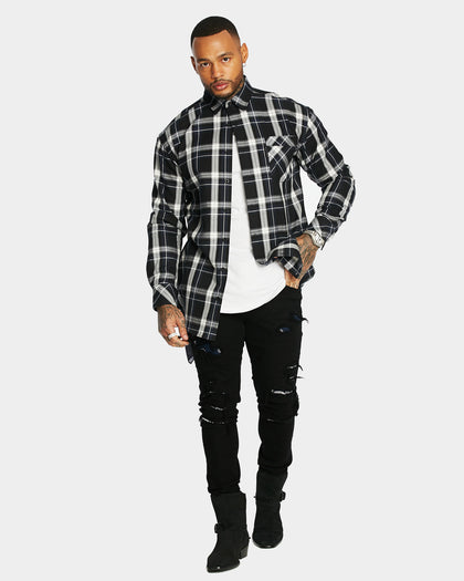 Saint Morta Men's Prima Long Sleeve Flannel Shirt Navy/Black/White