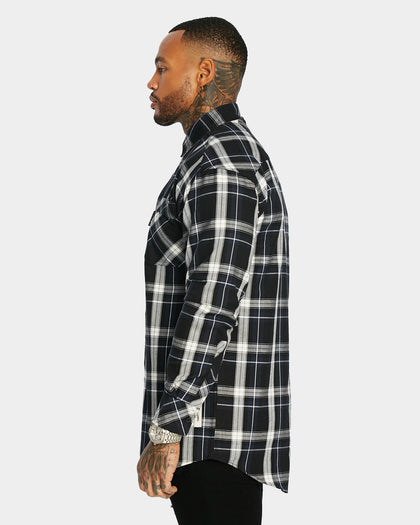 Saint Morta Men's Prima Long Sleeve Flannel Shirt Navy/Black/White