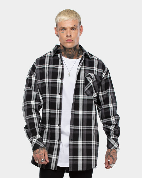 SAINT MORTA PRIMA LS FLANNEL SHIRT GREY/BLACK/WHITE